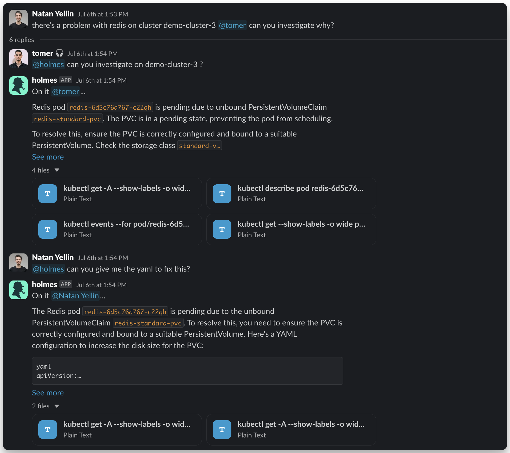 Robusta Slack Bot powered by Holmes